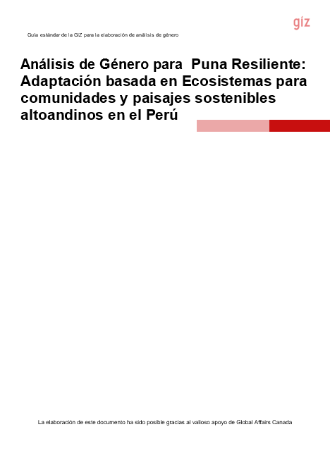 Anexo 8a: Análisis de Género para Puna Resiliente